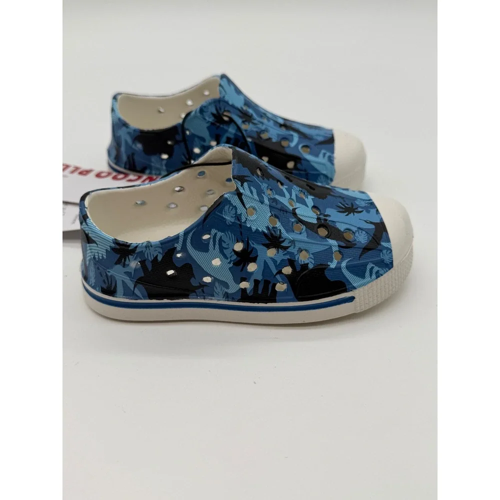 Funcoo Plus Toddler Water Shoes Blue Dinosaur Print‎ Slip On Size 6 US 22 EU